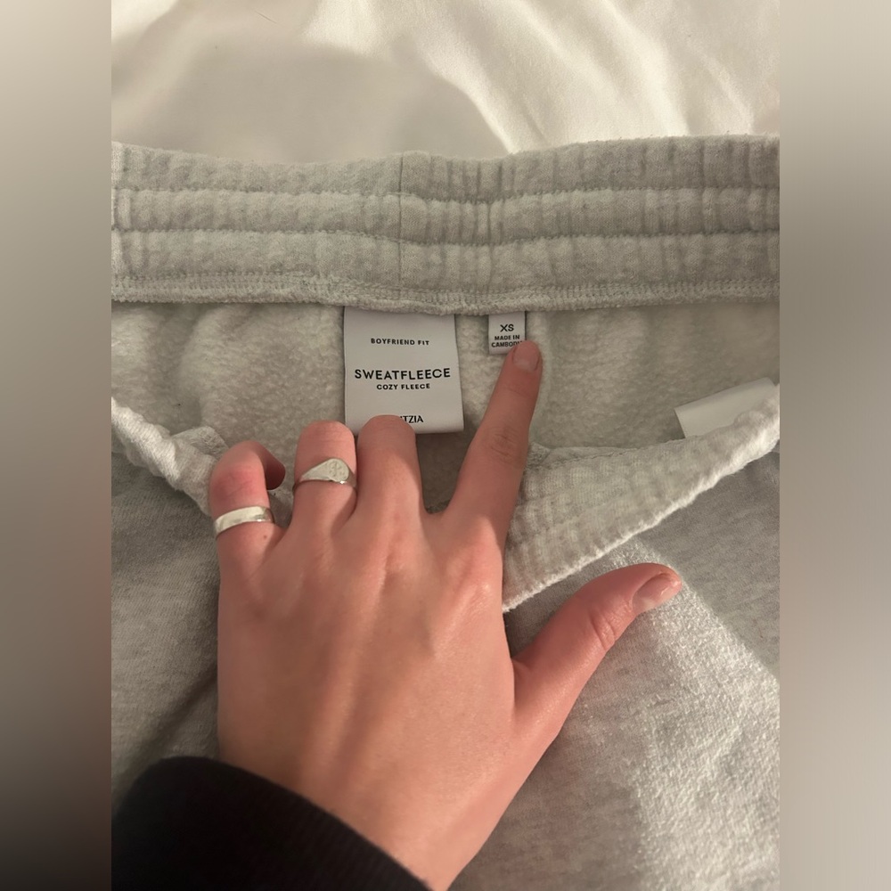 Aritzia Heather gray sweatfleece boyfriend wide leg joggers xs